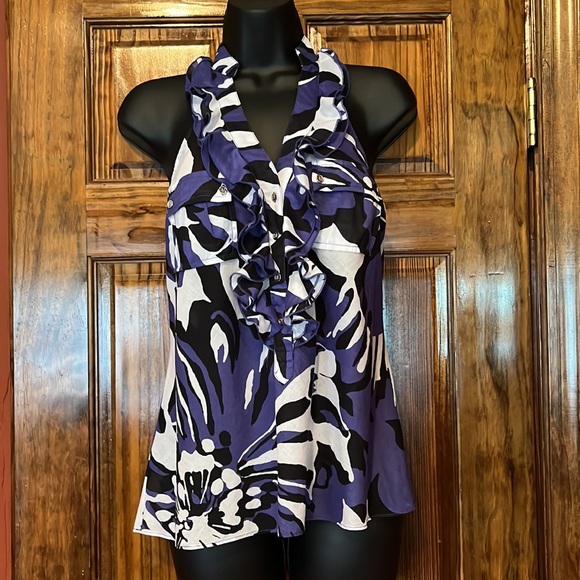 Express Floral Ruffle Sleeveless Tunic - Picture 4 of 12